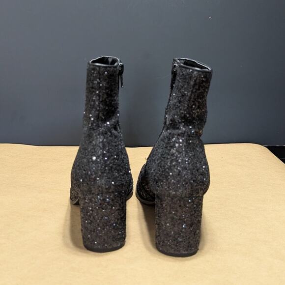 Corkys Razzle Dazzle Black Glitter Ankle Booties Heeled Boots Womens 8 Hey Girl - Picture 2 of 7